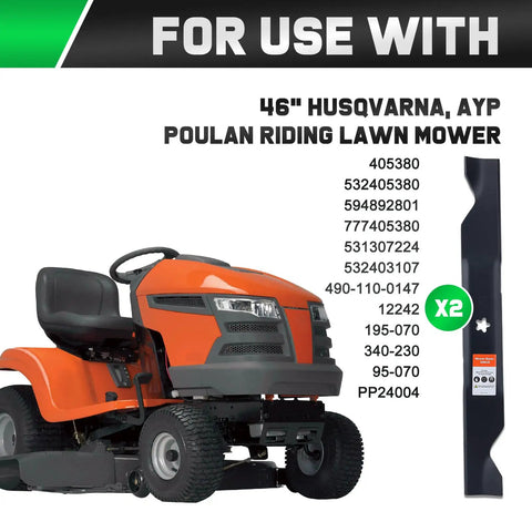 YTH22V46 Blades For Husqvarna 46 Inch Mower High Lift Blade Set With Easy 5 Star Mounting Pattern Replace 405380