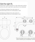 Diagram showing installation measurements for Thinline SimpleSpa SS150 Fresh Water Bidet Attachment For Non Electric Toilets White.