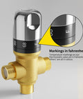 brass thermostatic mixing valve with fahrenheit markings