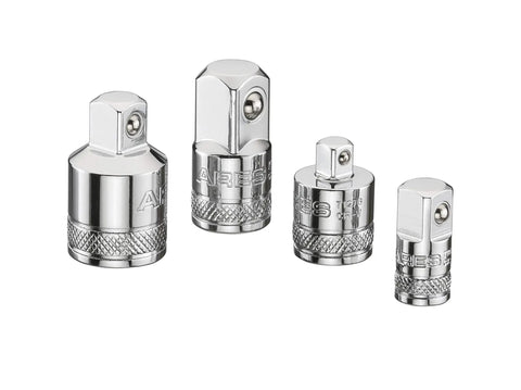 4 Piece Socket Adapter And Reducer Set For 1/4, 3/8, And 1/2 Inch Drives, Includes Two Adapters And Two Reducers, Chrome Vanadium Steel With Mirror Finish, Pro Grade Heavy Duty Conversion Kit For Fast, Smooth Tool Swaps