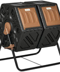 Dual Chamber Compost Tumbler Bin With Rotating Design For Faster All Year Round Composting, 24 Ventilation Openings And Sturdy Steel Legs