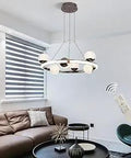 Dope Modern LED Pendant Chandelier 42W Dimmable Ring Light With 6 Bulbs Included hanging in a stylish living room