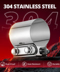 2.5-inch stainless steel exhaust clamp with butt-joint sleeve for pipes and mufflers