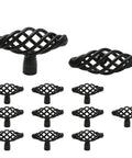 Oval Birdcage Cabinet Knobs Set, 12 Pack Iron Drawer Pulls In Flat Black Finish with mounting hardware