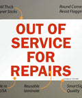 Outta Service For Repairs Sign 7 By 10 Inches Magnetic Red On White Laminated Notice For Quick Shop Floor Alerts And Easy Visibility In Busy Kitchens Anywhere.
