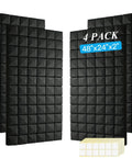 Top Shelf Acoustic Panels For Walls Sound Proof Foam Heavy Lifters Fire Retardant Noise Swallowing Studio Gear Home Office Recording Dampeners Black Foam Tiles 4 Set Bundle 48x24x2 inches