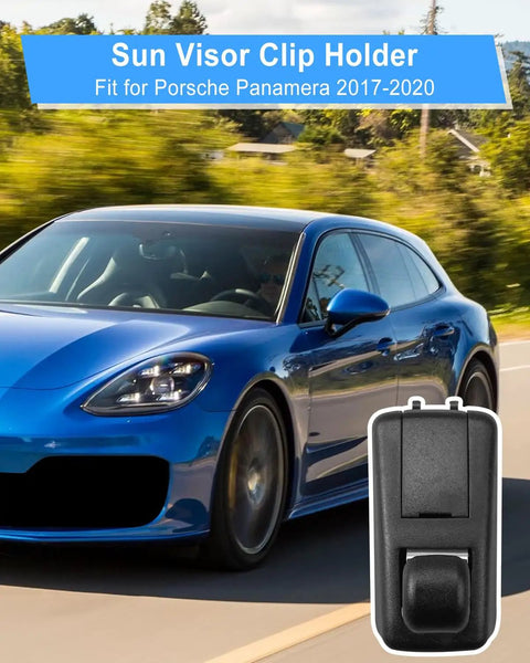 Sun Visor Clip Holder For Porsche Panamera 2017 2018 2019 2020 Replacement Sunshade Clip 971857561A1E0 shown with car