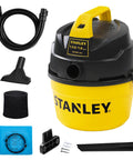 One Gallon Wet And Dry Shop Vacuum With One Point Five Peak Horsepower And Sixty Cfm Portable Lightweight Suction and accessories