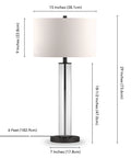 29 Inch Tall Table Lamp With Clear Glass Base Blackened Bronze Finish And White Fabric Shade Next-Level End Table Nightstand Desk Lamp Soft Diffused Light And Warm Glow For Living Rooms