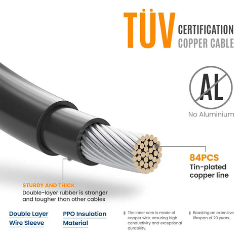 Close-up of 84PCS tin-plated copper cable from 6 In 1 Solar Panel Connector Kit With DC5521 7909 8020 Anderson EC5 XT60 Adapters