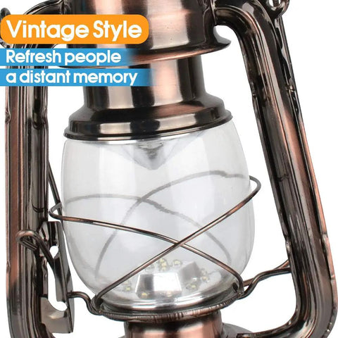 Close-up of Go Anywhere Retro Vibe Battery Powered LED Hurricane Lantern Copper Finish With Dimmer Switch detail