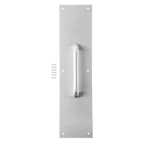 Commercial 16 Inch Stainless Steel Pull Door Plate With Rust And Corrosion Resistance For High Traffic Entrances shown with screws