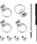 Heavy Duty D Ring Rivets For Leather Purse Hardware With Hole Punch And Screwdriver Built Tough Zinc Alloy Bag Making Kit Sweet Silver Finish.