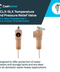 Three Quarter Inch Temperature And Pressure Relief Valve With Push To Connect Brass Fittings Bronze Body For Copper And CPVC Piping 150 PSI