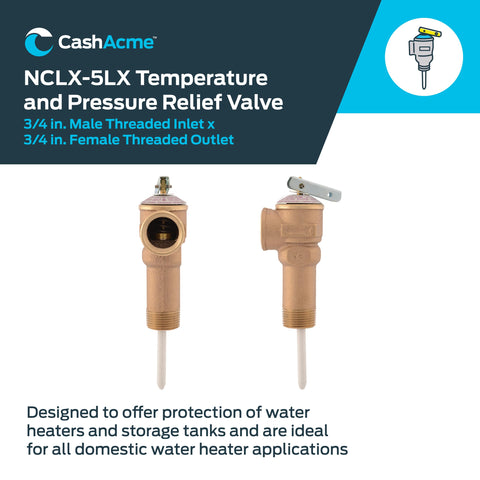 Three Quarter Inch Temperature And Pressure Relief Valve With Push To Connect Brass Fittings Bronze Body For Copper And CPVC Piping 150 PSI