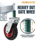 Six Inch Spring Loaded Gate Wheel Swivel Caster For Driveway Fences And Gates Beefy Heavy Duty 500 Lbs Roll Smooth On Wood Metal And More 360 Degree Rotation Hardware And Gloves Included with shock-absorbing spring design