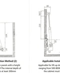 Installation diagram of Two Pack Soft Close Toy Box Hinges With 100N Gas Strut for cabinets