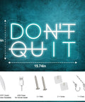 DO IT LED Neon Sign For Wall Decor USB Powered Switch Neon Lights For Office Gym Man Cave And Gaming Room Vibe Motivational Wall Art With Adjustable Blue And White Colors shown with dimensions and installation kit components