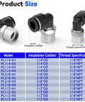 Diagram of Six Pack 3/8 Inch OD to 3/8 Inch NPT Male Elbow Push to Connect Fittings for Pneumatic Air Lines and Vacuum Systems