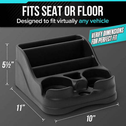Center Console Organizer For Cars And Trucks Built For The Daily Commute With Dual Cup Holders Fits In Seat Or Floor Rear Mount Slots