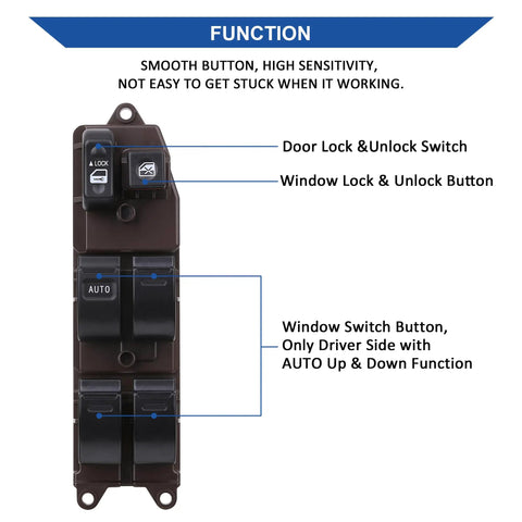 Door Window Switch Control Button Replacement Easy Install Compatible With Toyota Camry 2002 2006 Corolla Matrix 14 Pins
