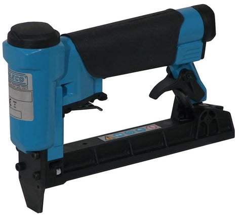 Blue Fine Wire Upholstery Stapler for 80 Series and JK 680 Staples, durable steel body, side view