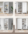 Beefy Heavy Duty Metal Pantry Cabinet With Two Doors And Four Adjustable Shelves in kitchen, living room, bathroom, bedroom