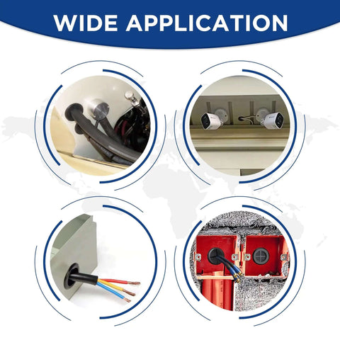 Pro Grade Rubber Grommet Kit For Wiring Pack Of 190 in use for safe cable management in electronics, automotive, and industrial enclosures
