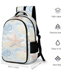 Coastal Beach Vibe Starfish Conch Repeat Print Unisex Backpack with durable polyester, large capacity, breathable design, smooth zippers