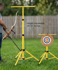 Adjustable Archery Target Stand Heavy Iron Tripod For Backyard Range And Club Practice With Rust Resistant Frame Height 25-61 Inches