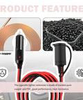 3Ft Cigarette Lighter Extension Cable With Glowing Led Indicator And Rock Solid 15Amp Rating For Your Daily Driver Featuring 16Awg Wire Gauge, PVC and copper materials.