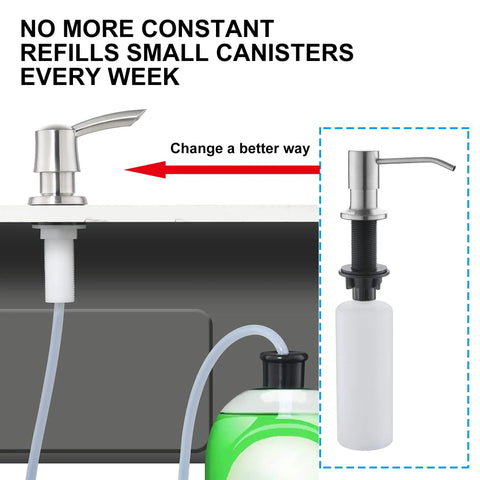 Under Sink Soap Dispenser For Kitchen Sink With 40 Inch Extension Tube Kit Built In Pump 360 Degree Rotation No More Refills