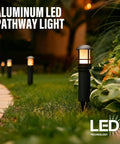 4 Pack Low Voltage Pathway Lights Dope 3W LED Outdoor Landscape Lighting 120 Lumen 3000K warm white black metal lights