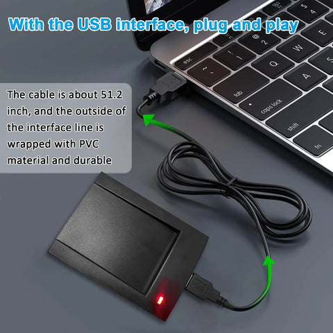 Dual Band 125KHz And 13.56MHz RFID Card Reader USB NFC for PC Windows Linux Android connected to laptop with USB