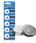 Premium CR1220 3 Volt Lithium Button Coin Cell Battery High Capacity Grade A Cells Smooth And Hella Reliable 5 Pack displayed on packaging.
