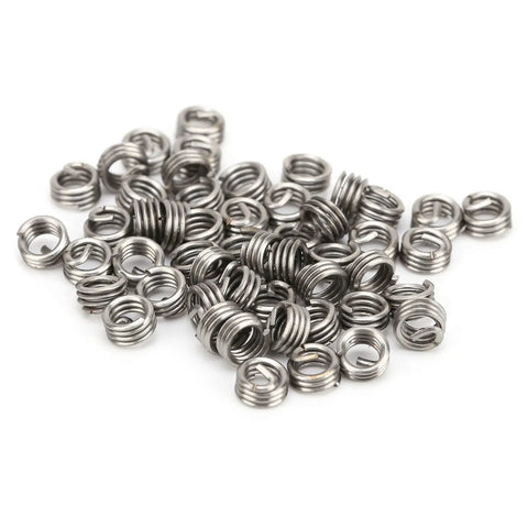 Stainless Steel Wire Thread Insert Kit For Screw Hole Repair, 50 Pcs SUS304 bushing inserts on white