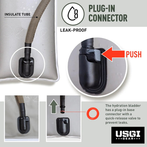 Hydration Backpack 3L Water Bladder With Food Grade TPU, leakproof connector and insulated hose details for outdoors
