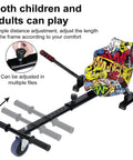 Hoverboard Go Kart Kit Seat Attachment with Adjustable Frame and 360 Degree Drifting Wheel in Camouflage Design