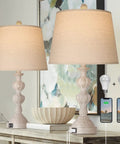 Coastal Farmhouse Table Lamps Set Of 2 With Touch Control Go To 3 Way Dimmable Bedside Lights With USB Ports on wooden console