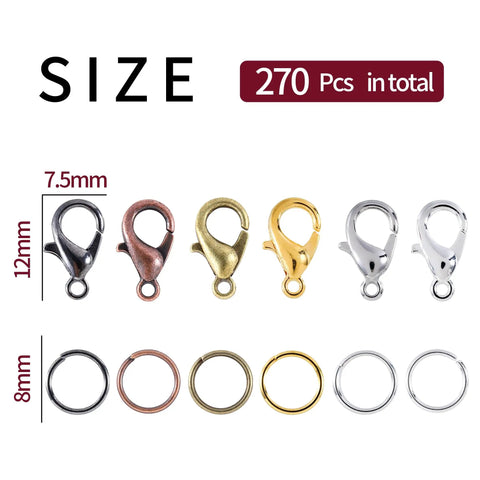 Lobster Claw Clasps And Open Jump Rings Set For Jewelry Making 270 Pcs 8Mm Jump Rings 6 Color Options Perfect For Bracelets Necklaces