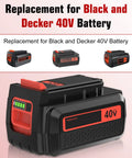 Rock Solid 40 Volt Replacement Battery Featuring A Sweet 3600 Mah Capacity And Heavy Duty Build, ideal for Black and Decker tools.