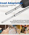 Heavy Duty Magnetic Drill Bit Extension Holder 12 Pack With 2 4 6 And 12 Inch Shafts For Tight Spots Cordless Drills showing drill bits in use.