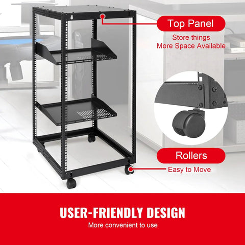 Heavy Duty 20U Server Cabinet With Smooth Rolling Casters And Adjustable Depth Rock Solid Network Equipment Rack For Wall Or Floor AV Gear Setups Built Like A Tank Carbon Steel