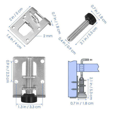 8Pcs Heavy Duty Furniture Levelers Adjustable Leveling Feet For Tables And Cabinets Built Tough Rotatable Thread Design For Easy Height Tweaks Wide Bearing Base Prevents Sliding And Floor Scratches, metal bracket and screw