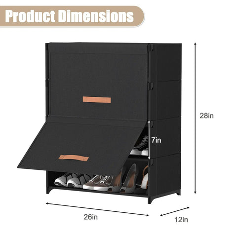 5 Tier Shoe Storage Cabinet With Door Covered Shoe Rack Organizer for Entryway and Closet Holds 20 Pairs of Shoes Durable Plastic Shelves with Dimensions