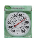 Wireless Indoor Outdoor Dial Thermometer With An 8 Inch Display For Patio Pool And Indoor Use Weather Resistant White Shows Easy To Read Large Numbers From Minus 60 To 120 Degrees Fahrenheit, packaged view