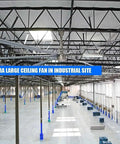 Heavy Duty Industrial Ceiling Fan 236 Inch HVLS Large Diameter Air Circulator With Eight Rugged Aluminum Blades For Warehouses Factories Gyms And Workshops That Knock Out Heat Dead On in an industrial warehouse.