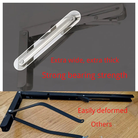 Rock Solid 8 Inch Folding Shelf Brackets With Hardcore Load Rating For Diy Space Saving Wall Mount Shelves Max Weight 410 Lb Pack Of Two durable design