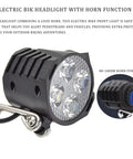 Ultra Bright LED Bike Headlight With 3 Pin Female Waterproof Connector, 12W 300 Lux Front Light And Horn Warning For Night Rides