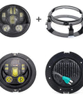 5.75 Inch Round LED Headlight Mount Bracket For Motorcycle, Heavy Duty Metal Alloy Mount With Rust Resistant Finish, Fits Most 5-3/4 Inch Headlights, Easy Install On Fairing Or Nacelle, Secure And Durable shown in different views